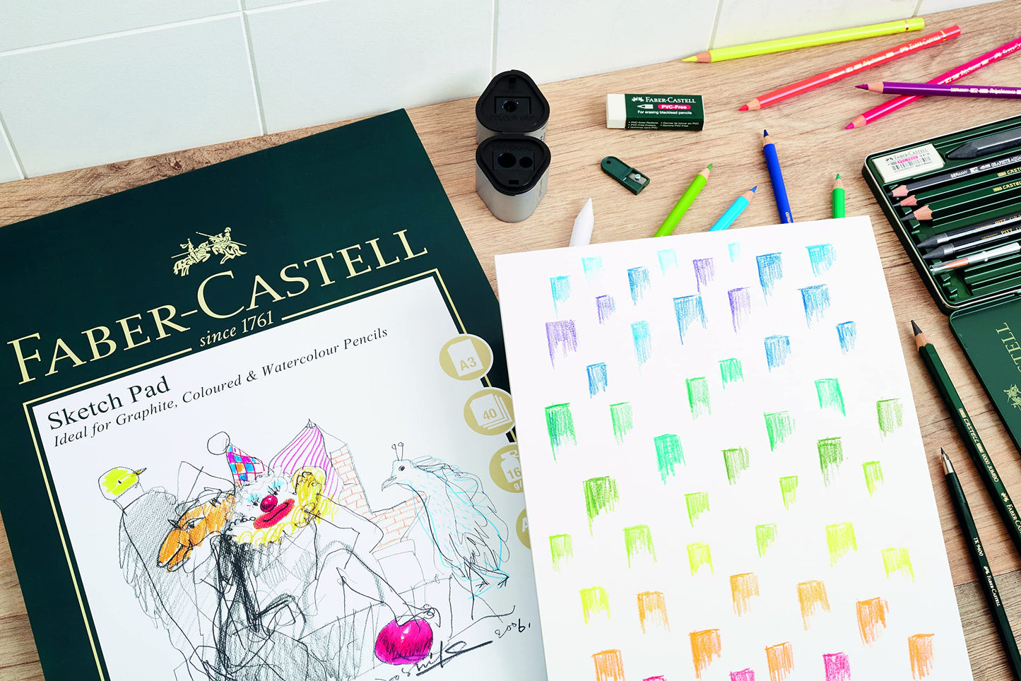 Faber-Castell Polychromos 120 Pencil Tin & A4 Sketch Pad Art Set