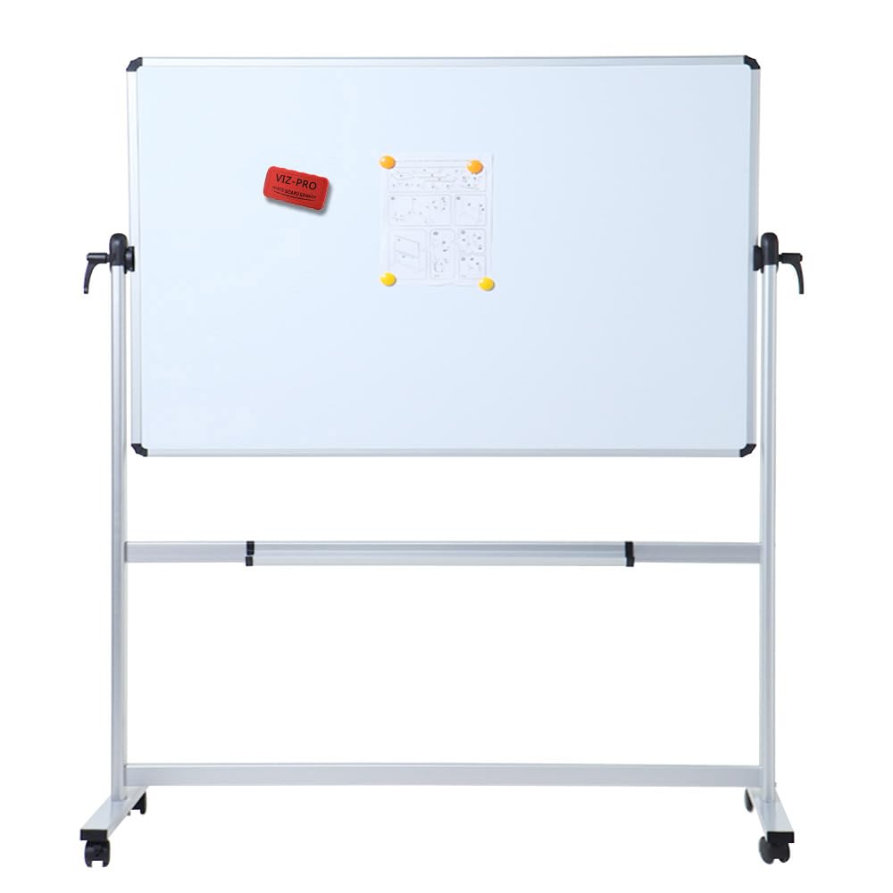VIZ-PRO Double-Sided Magnetic Mobile Whiteboard 180 x 120 cm