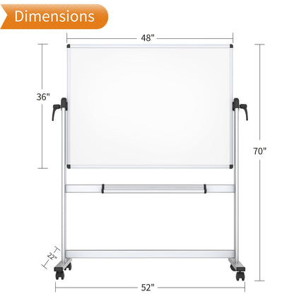 VIZ-PRO Double-Sided Magnetic Mobile Whiteboard 120 x 90 cm