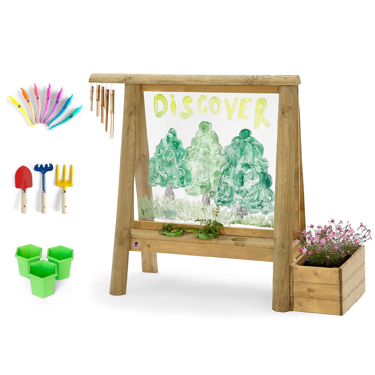 Plum Discovery Create and Paint Wooden Easel – Brown