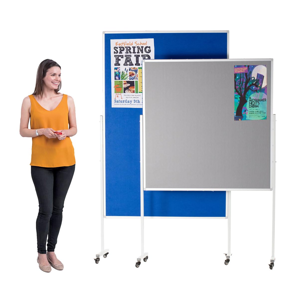 Wonderwall Mobile Blue Felt Double-Sided Pinboard 120 x 180 cm