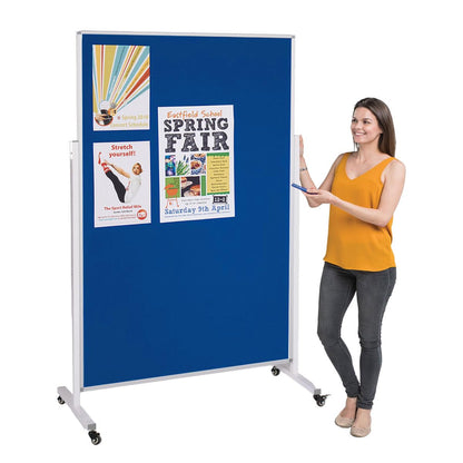 Wonderwall Mobile Blue Felt Double-Sided Pinboard 120 x 180 cm