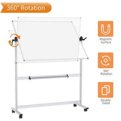 VIZ-PRO Double-Sided Magnetic Mobile Whiteboard 120 x 90 cm