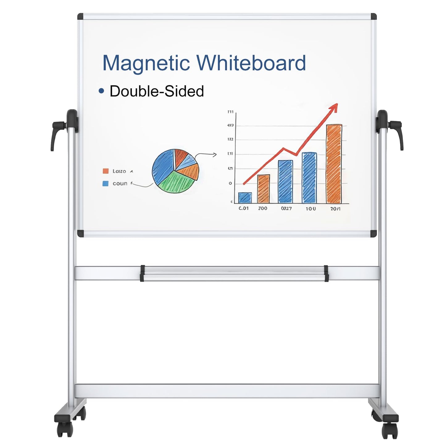 VIZ-PRO Double-Sided Magnetic Mobile Whiteboard 120 x 90 cm