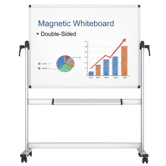 VIZ-PRO Double-Sided Magnetic Mobile Whiteboard 120 x 90 cm