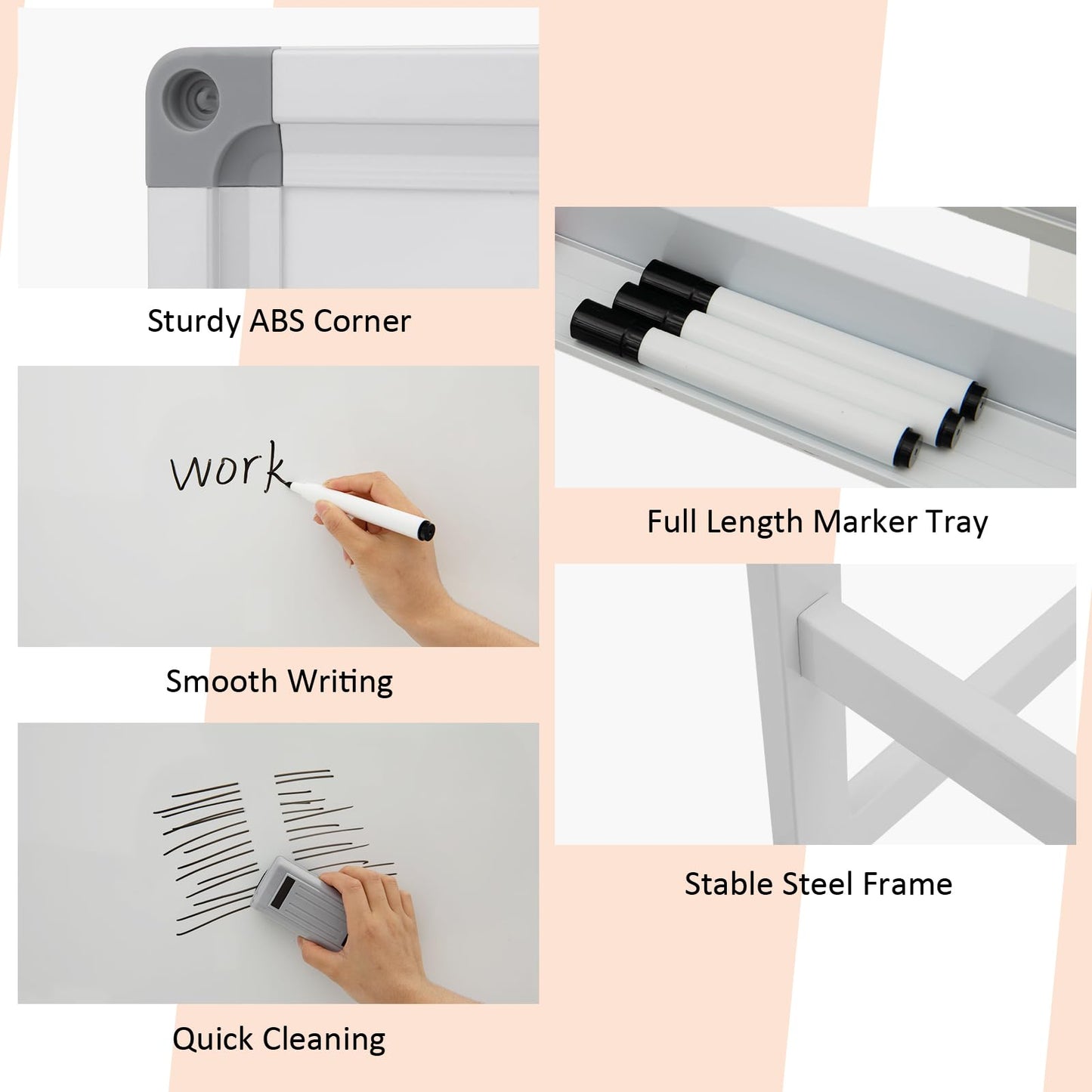 COSTWAY Double-Sided Mobile Whiteboard 120x90cm – Home & School