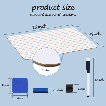 JUSTPAT 24-Pack Double-Sided Dry Erase Boards 9x12" with Markers
