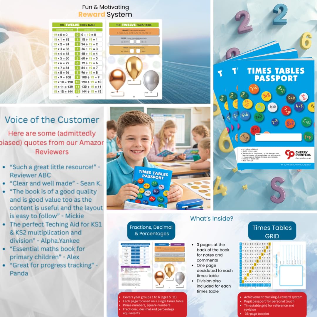 Times Tables Workbook A5 KS1 KS2 Maths Practice Book – 50 Pack