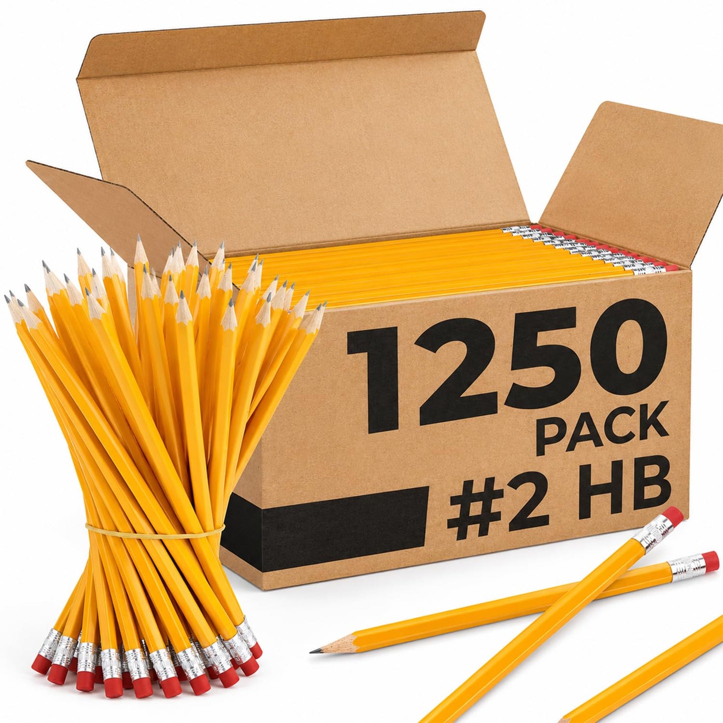 Rosmonde Pre-Sharpened #2 Pencils Bulk Pack – 1200 Count