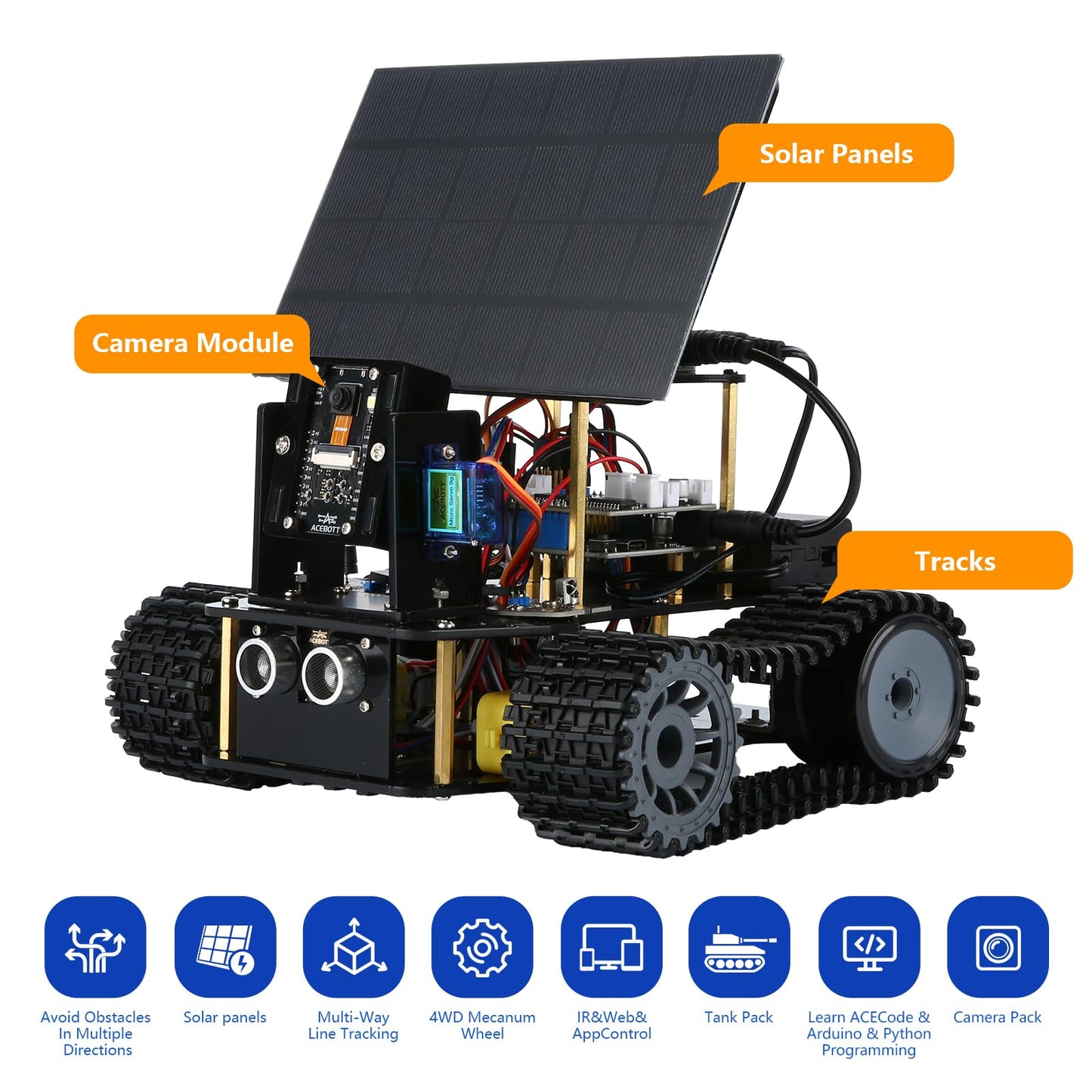 ESP32 Solar Robot Tank STEM Kit for Kids Ages 8–16