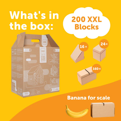 GIGI BLOKS 200 XXL Natural Cardboard Building Blocks for Kids