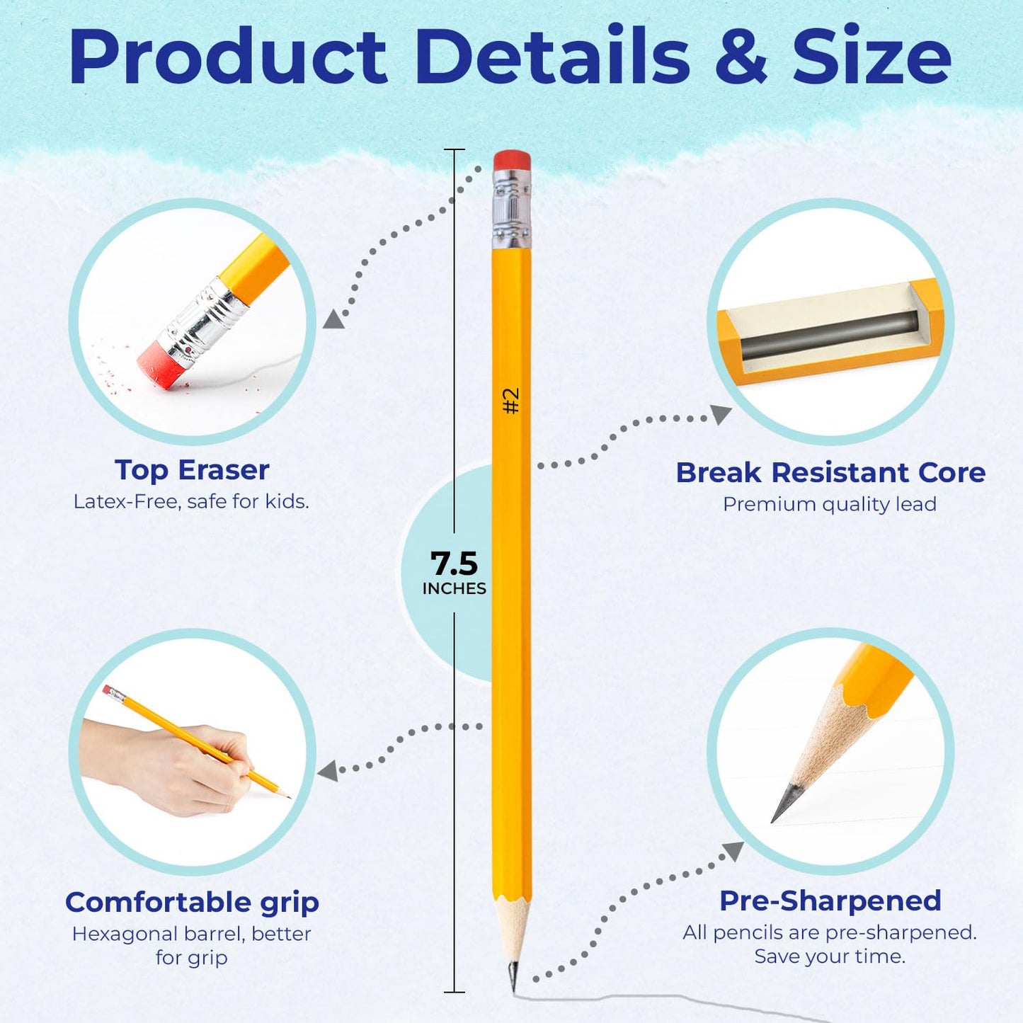 Rosmonde Pre-Sharpened #2 Pencils Bulk Pack – 1200 Count
