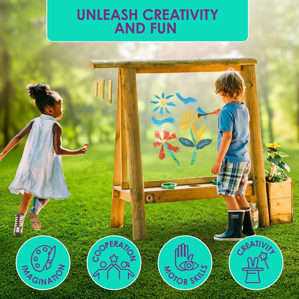 Plum Discovery Create and Paint Wooden Easel – Brown