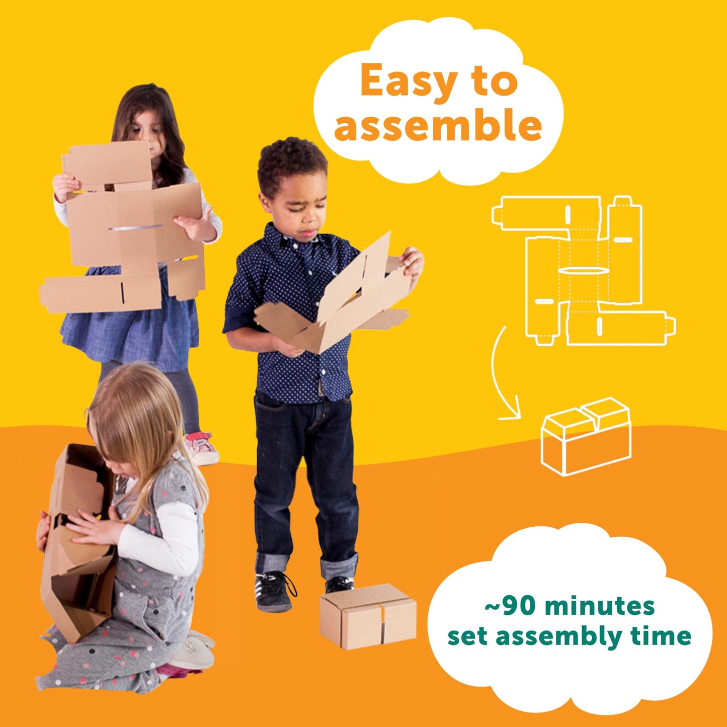 GIGI BLOKS 200 XXL Natural Cardboard Building Blocks for Kids
