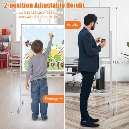 COSTWAY Double-Sided Mobile Whiteboard 120x90cm – Home & School
