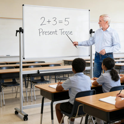 VIZ-PRO Double-Sided Magnetic Mobile Whiteboard 120 x 90 cm