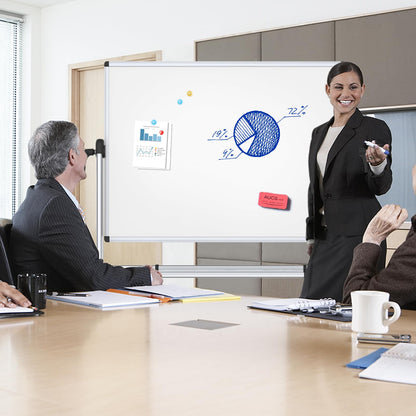 VIZ-PRO Double-Sided Magnetic Mobile Whiteboard 120 x 90 cm