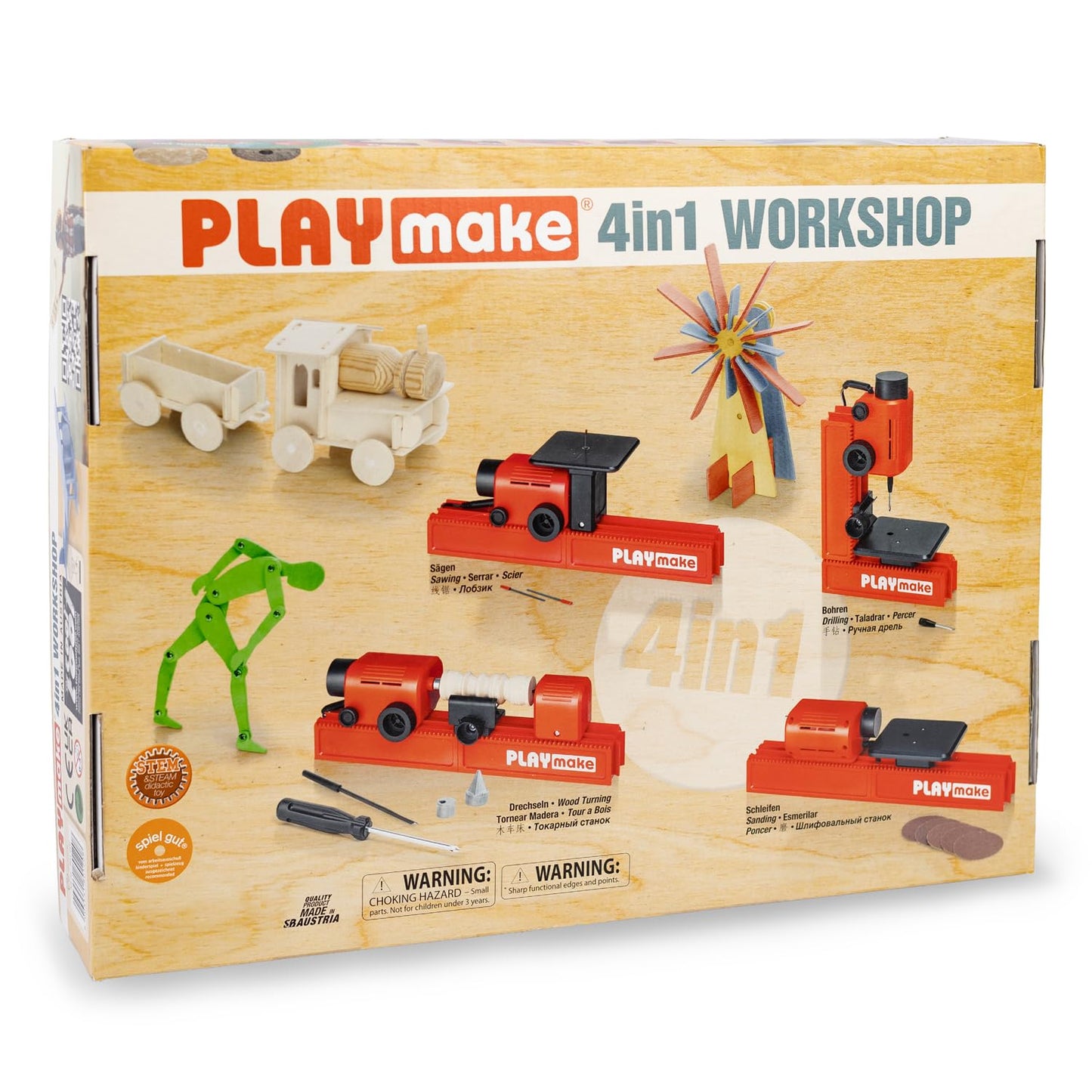 PLAYMAKE 4-in-1 Workshop Children's Jigsaw & Building Tool Set