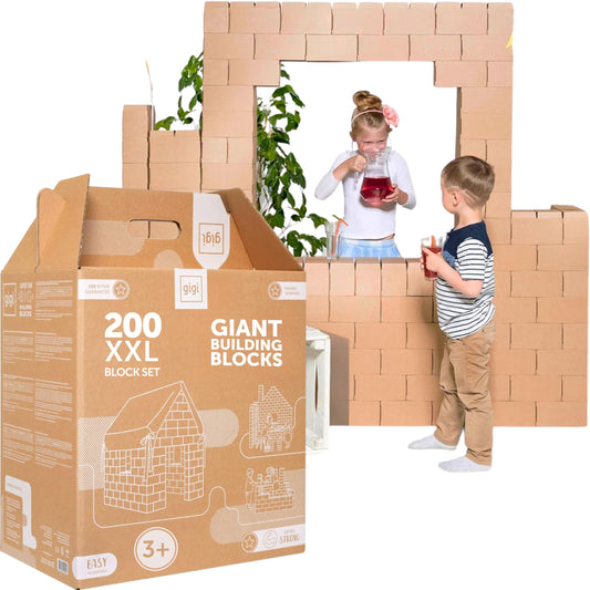 GIGI BLOKS 200 XXL Natural Cardboard Building Blocks for Kids