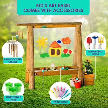 Plum Discovery Create and Paint Wooden Easel – Brown