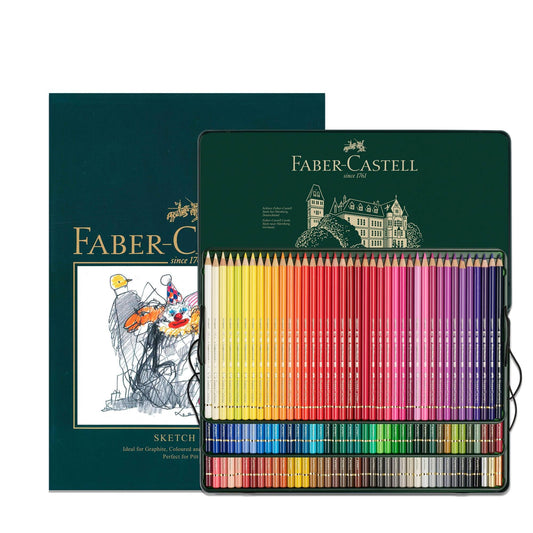 Faber-Castell Polychromos 120 Pencil Tin & A4 Sketch Pad Art Set