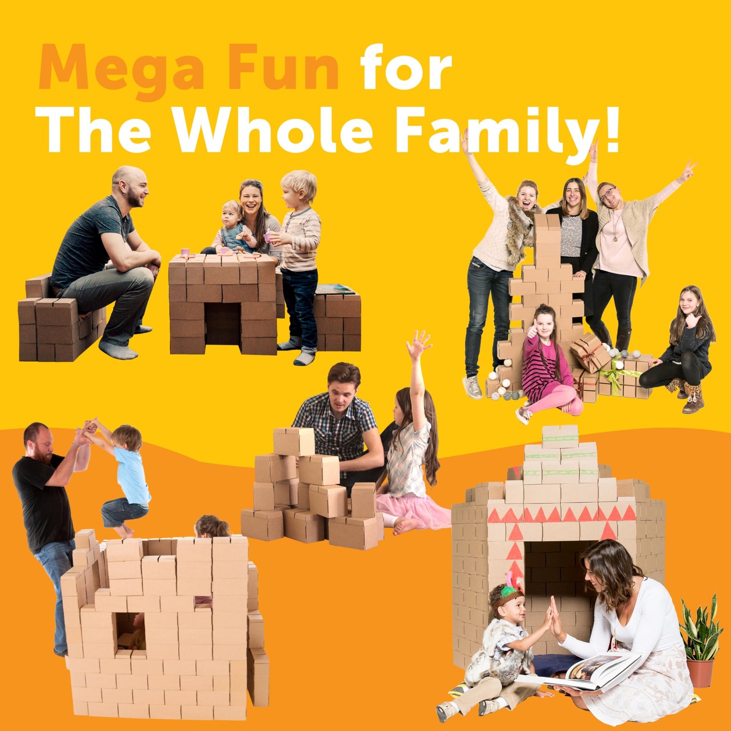 GIGI BLOKS 200 XXL Natural Cardboard Building Blocks for Kids