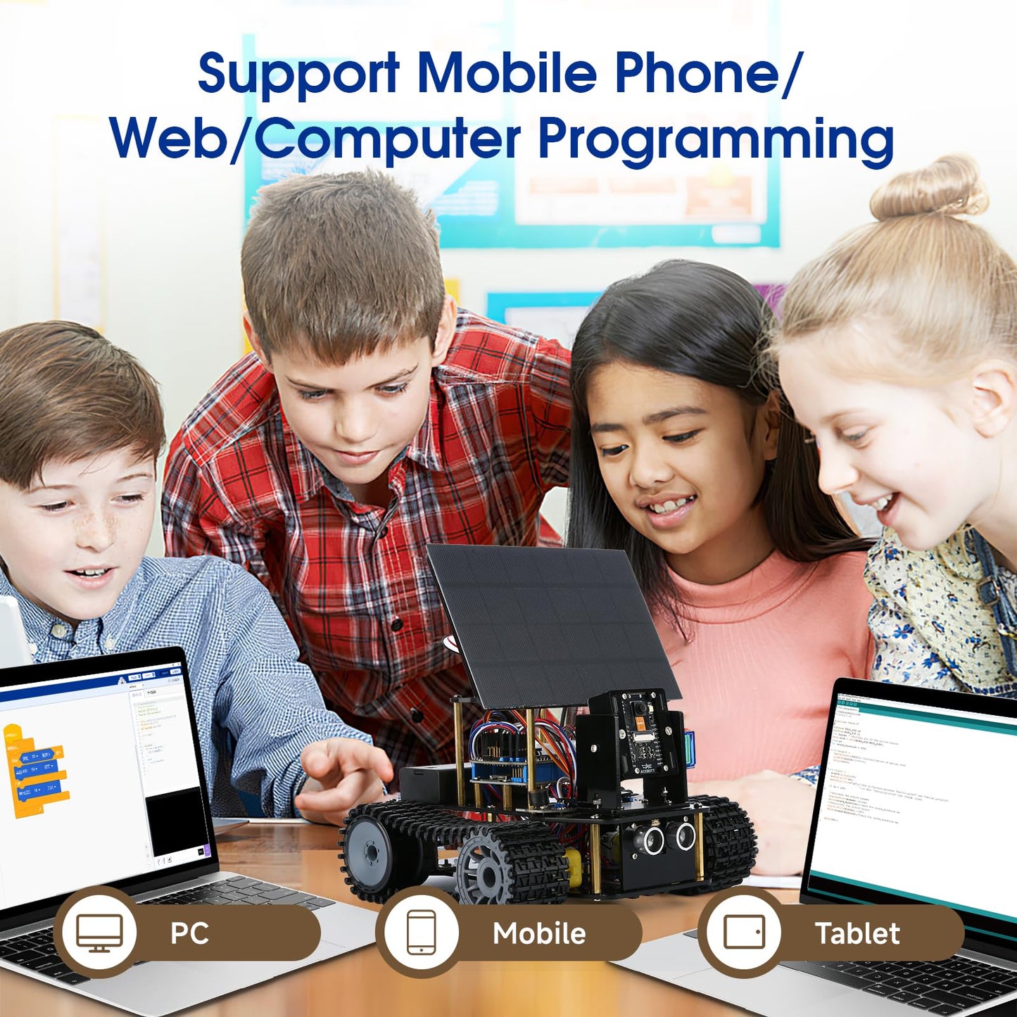 ESP32 Solar Robot Tank STEM Kit for Kids Ages 8–16
