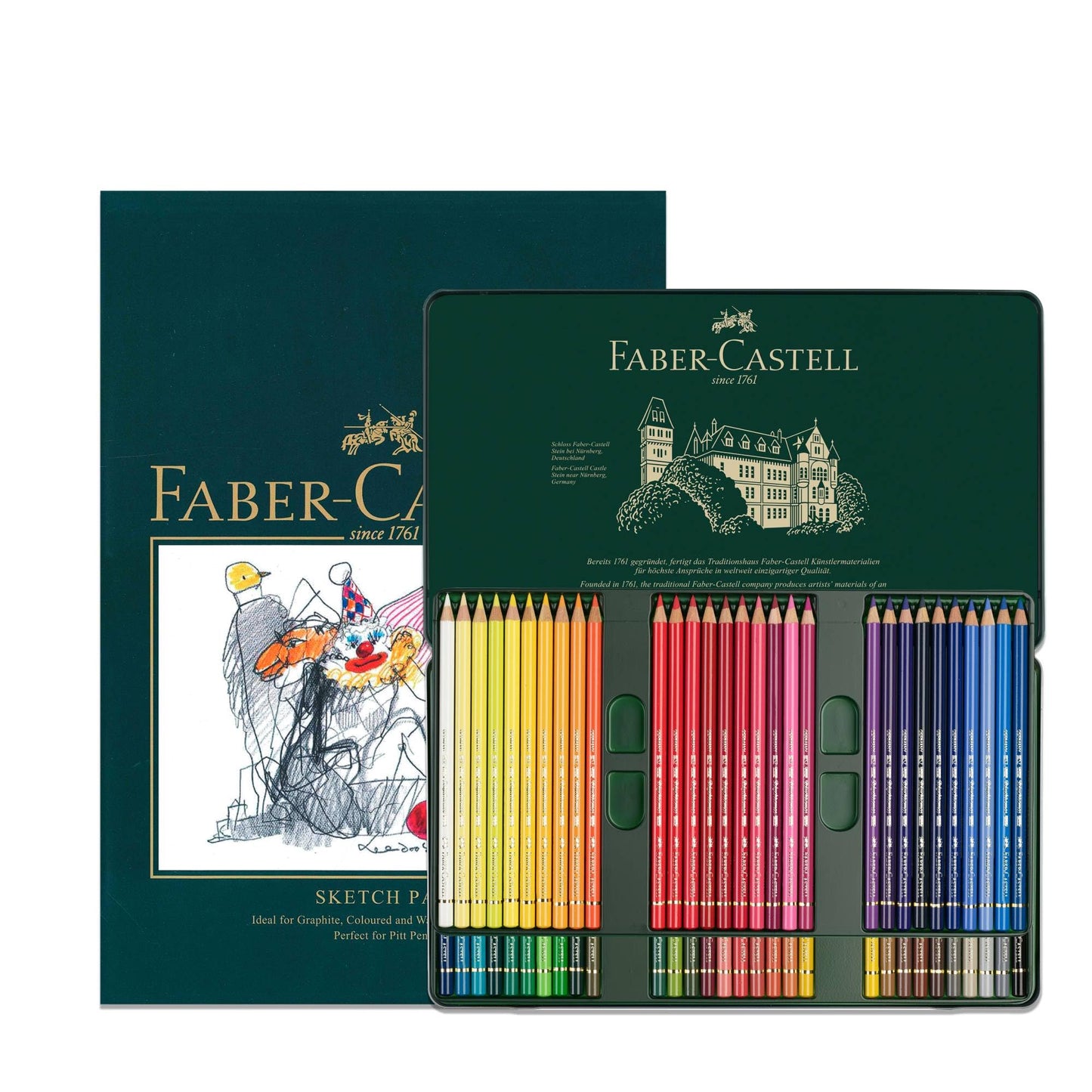Faber-Castell Polychromos 60 Pencil Tin & A4 Sketch Pad Set