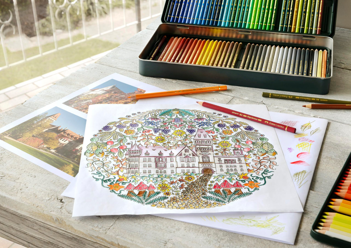 Faber-Castell Polychromos 120 Pencil Tin & A4 Sketch Pad Art Set