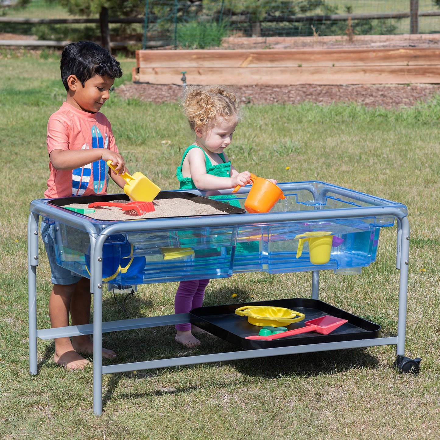 edxeducation Sand & Water Sensory Table Set – 58cm Steel Frame
